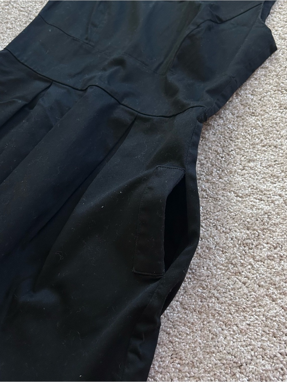 BCX Dress Size 3 Juniors Black Sleeveless Fit & Flare Pockets Cotton Blend LBD - Picture 3 of 8